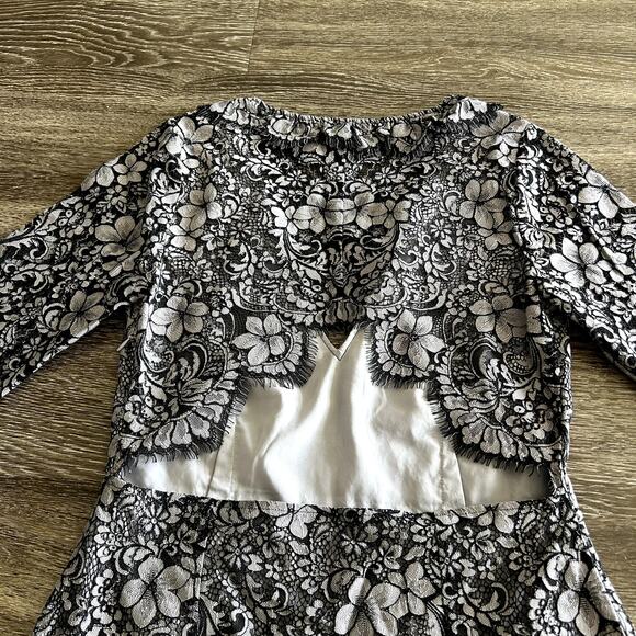 For Love and Lemons Theodora Black Lace Mini Dress Sz Large Floral Ruffle Party - Picture 7 of 16